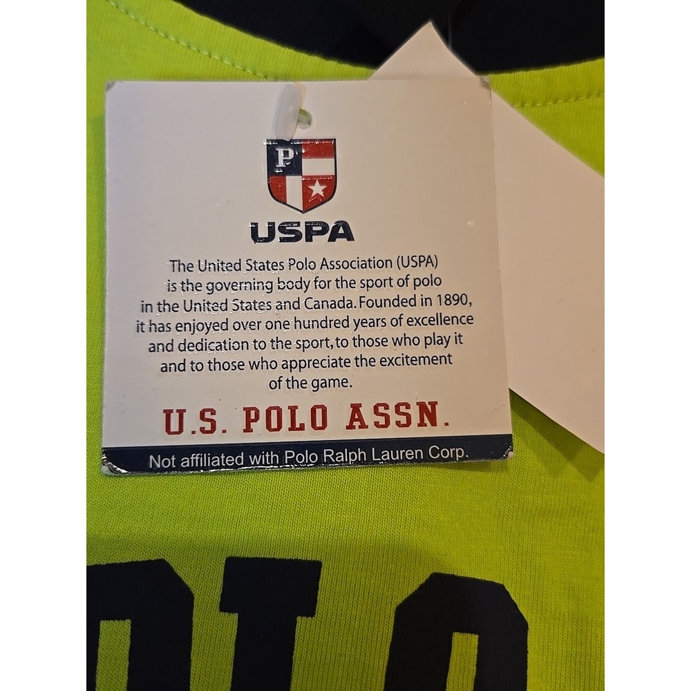 US Polo Assn. T-Shirt Mens Neon‎ Green 2XL Brand New with Tags 100% Cotton NWT - Picture 8 of 12